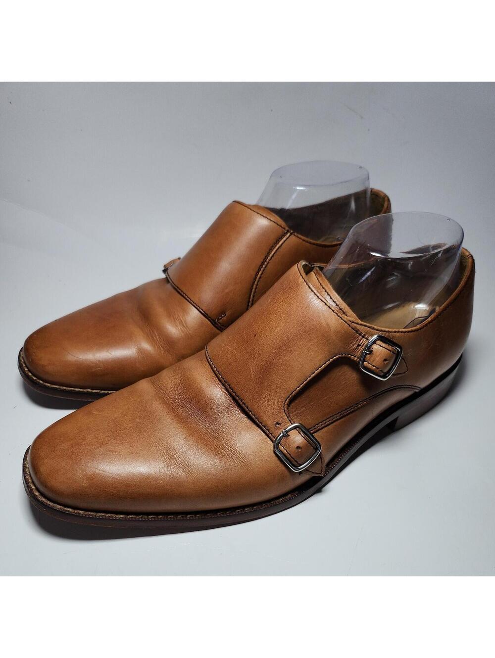 COLE HAAN Mens Double Monk Strap Oxford Dress Shoes 9 M Brown Leather C328452